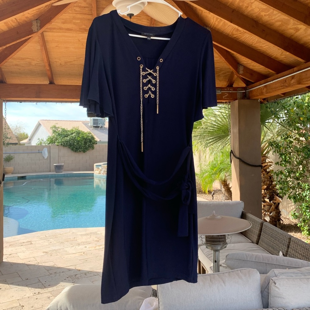 Navy Blue chain-lace dress
